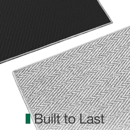 LUMI Ultra Thin Indoor Door Mat for Entrance 32"x48", Non Slip Entryway Mat, Low Profile Doormat, Unique Herringbone Design Carpet for Inside, Patio, Porch, Gray
