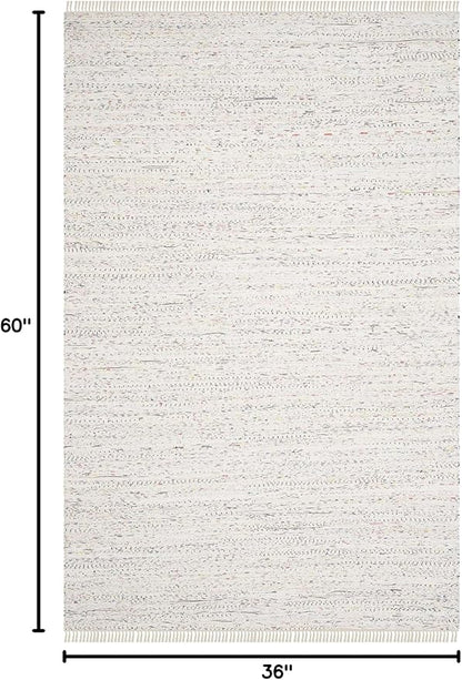 SAFAVIEH Rag Rug Collection Accent Rug - 3' x 5', Ivory & Multi, Handmade Boho Stripe Cotton, Ideal for High Traffic Areas in Entryway, Living Room, Bedroom (RAR121G)