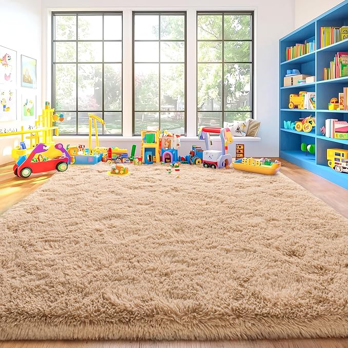 Area Rugs for Living Room, Soft Shaggy Carpets for Living Room, Fuzzy Rugs for Kids' Room, Perfect Decor for Modern Home Camel 8x10 Feet