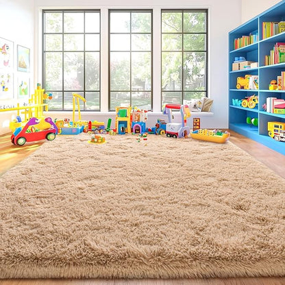 Area Rugs for Living Room, Soft Shaggy Carpets for Living Room, Fuzzy Rugs for Kids' Room, Perfect Decor for Modern Home Camel 8x10 Feet