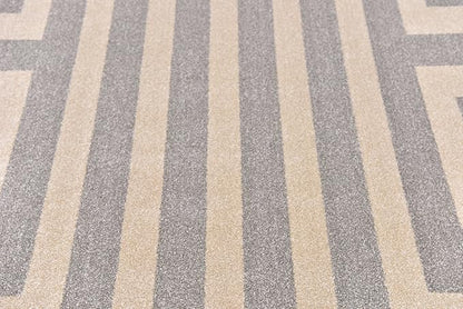 Unique Loom Athens Collection Classic Geometric Modern Border Design Area Rug (8' 0 x 8' 0 Round, Gray/ Beige)