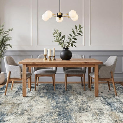 GENIMO Abstract Area Rug 9x12, Washable Large Modern Rug Non Slip, Low Pile Lightweight Soft Carpet for Living Room, Bedroom, Dining Room, Navy Blue
