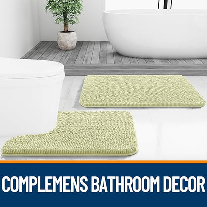 OLANLY Bathroom Rugs 36x24, Extra Soft Absorbent Chenille Bath Rugs, Rubber Backing Quick Dry, Machine Washable Bath Mats for Bathroom Floor, Tub and Shower, Home Decor Accessories, Vanilla