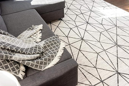 Rugs.com Lattice Trellis Collection Rug – 5' x 8' White Low-Pile Rug Perfect for Living Rooms, Large Dining Rooms, Open Floorplans