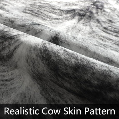 AROGAN Western Decor Faux Fur Cowhide Rug, 4 x 3 Feet Premium Animal Skin Cow Hide Rug, Sturdy Cow Print Rugs for Wall Decor, Western Floor Carpet for Bedroom Living Room, Black and Grey