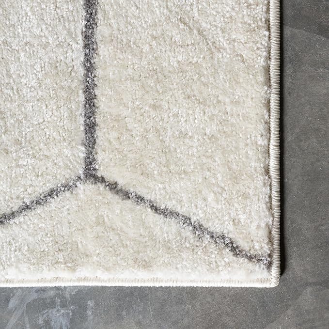 Unique Loom Trellis Frieze Collection Area Rug - Geometric (2' x 10' Runner, Ivory/ Gray)