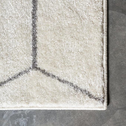 Unique Loom Trellis Frieze Collection Area Rug - Geometric (2' x 10' Runner, Ivory/ Gray)