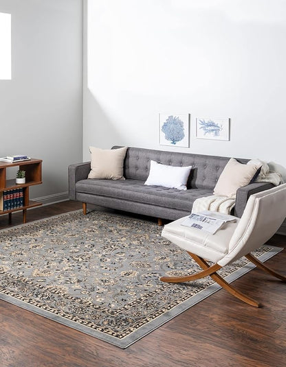 Unique Loom Sialk Hill Collection Area Rug - Washington (7' 10" Square Gray/Black)