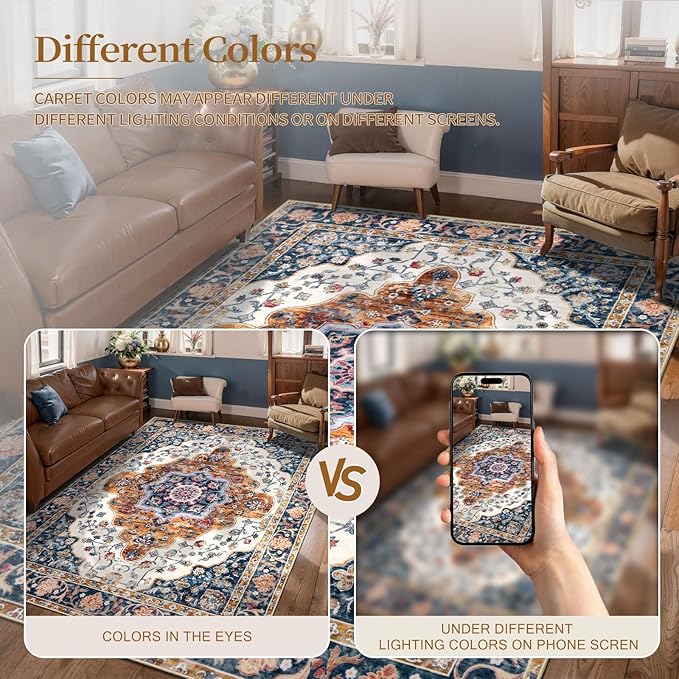 Ciicool Washable Non Slip Runner Rug, 2x6ft Hallway Rug Vintage Kitchen Rugs Carpet for Entrance Bedroom Laundry Bathroom Decor
