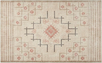 Revival Rugs Funk 4'x6' Zero-Shedding Area Rug for Living Room Bedroom - Oeko-TEX Certified, Low Pile, Spot Clean, Beige, Cream