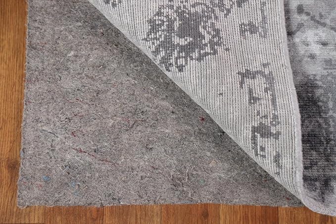 Rug Source Modern Collection, 5x8 Abstract Rug, Hand Knotted Greys & Charcoal Floral Rug, Oriental 100% Silk Carpet for Foyer, Entryway and Hallway