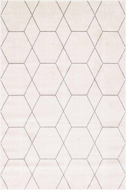 Unique Loom Trellis Frieze Collection Area Rug - Geometric (6' 1" x 9', Ivory/ Gray)