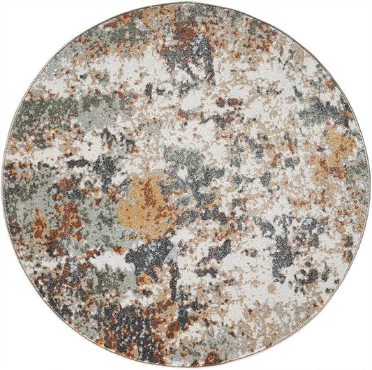 Keen Home Design Area Rugs - 5ft Round Non-Shedding, Abstract Rugs for Kitchen, Living Room, Bedroom, Dining Room, Entryway - Size: 5'3" Round, Multi