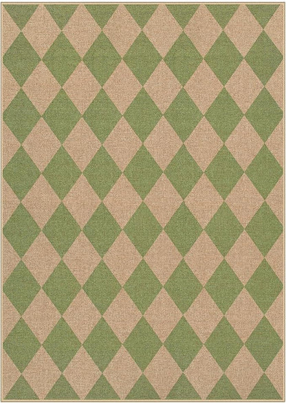 Lahome Checkered Washable Rugs 5x7, Green Area Rug Neutral Large Outdoor Patio Living Room Rug, Farmhouse Non Slip Non Shedding Floor Carpet for Courtyard Camping