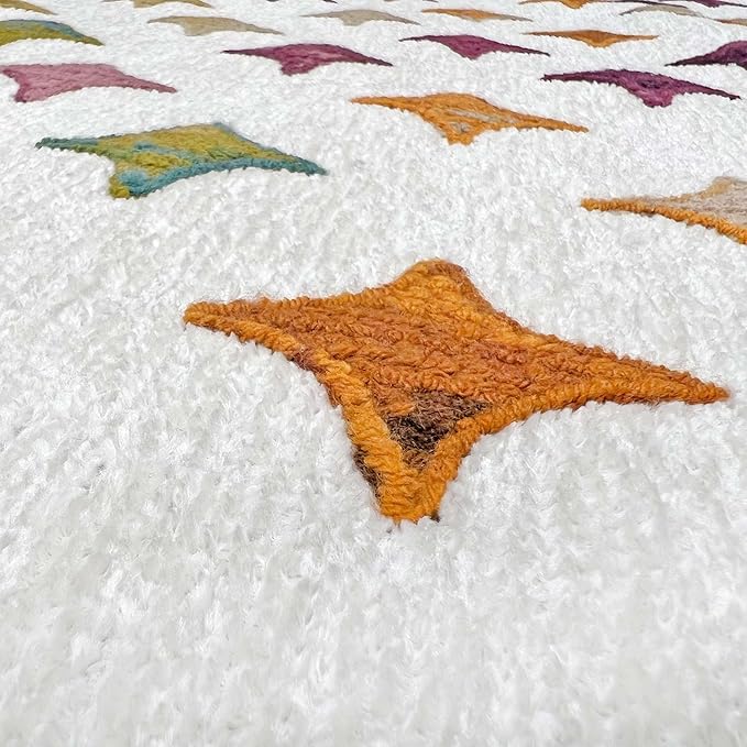Alfa Rich 3x5 Moroccan White Area Rugs for Living Room Decor Washable Cotton Pet Friendly Runner