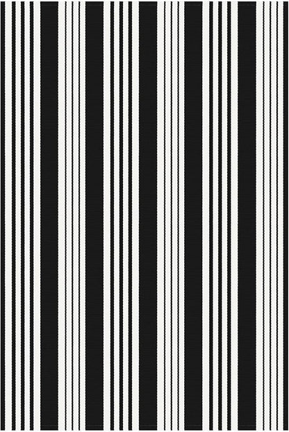 KOZYFLY Black and White Striped Outdoor Rug 5x7 Ft Area Rug Washable Indoor Outdoor Rug Cotton Outdoor Patio Rugs Farmhouse Rugs Living Room Carpet for Patio Dining Room Bedroom