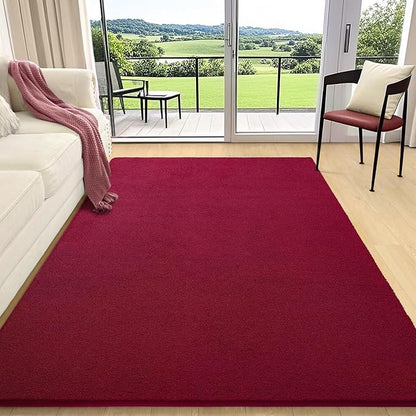 AROGAN Modern Shag Area Rug, 6x9 Feet Washable Bedroom Carpet, Plush Memory Foam Kids Girls Teens Room Low Pile Rug Decor, Wine Red