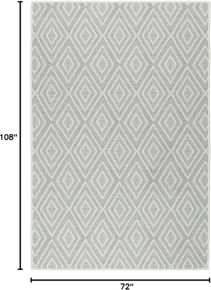 Dash and Albert Diamond Machine Washable Area Rug - 6' x 9' Platinum/White - Diamond Accent Rug - Anti-Slip Backing, Lightweight, Machine Washable, High Traffic Areas Kitchen, Mudroom, Laundry Room