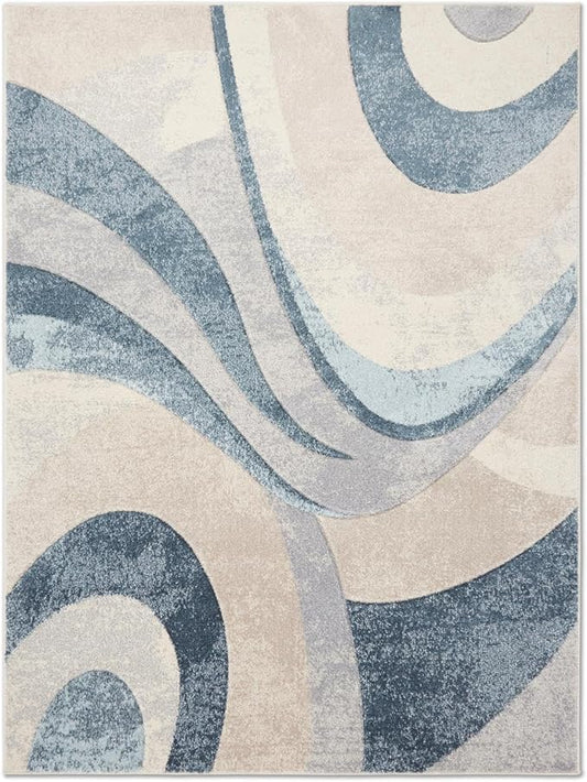 Home Dynamix Tribeca Slade Modern Area Rug, Abstract Blue 6'7"x9'10"