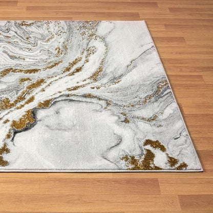LUXE WEAVERS Marble Effect Abstract Gray 6x9 Area Rug