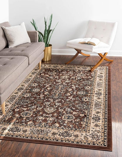 Unique Loom Sialk Hill Collection Area Rug - Washington (6' 1" x 9' Rectangle Brown/Black)