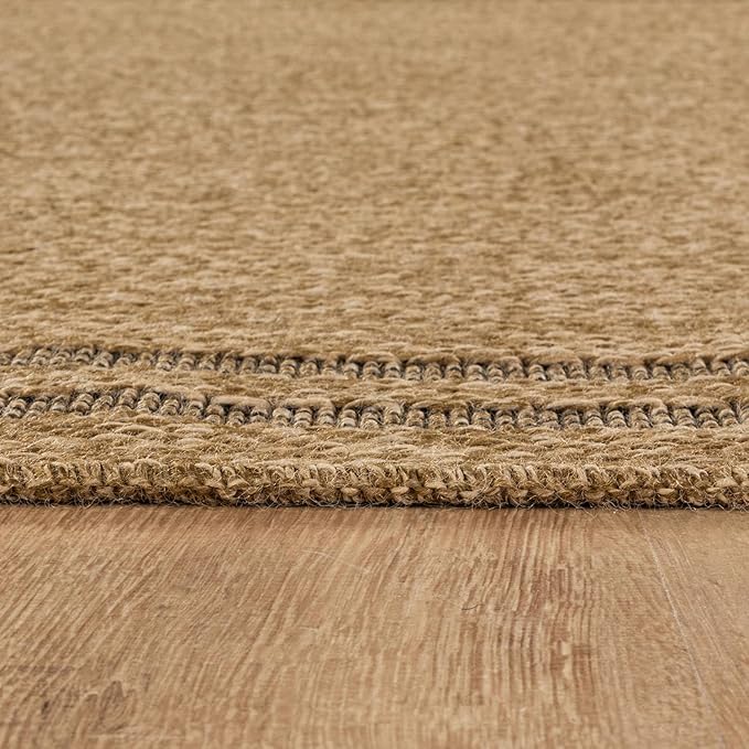 Easy Jute Rugs 10x14 Bordered Natural Color Living Room Indoor Outdoor Area Rug for Patio and Kitchen Rug High Traffic Washable Easy to Clean Solid Boho Woven Design Outside Carpet (10 x 14)