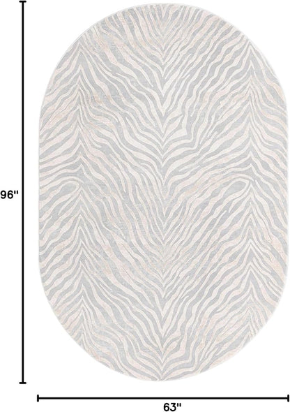 Unique Loom Finsbury Collection Area Rug - Meghan (5' 3" x 8' Oval, Gray and Ivory)