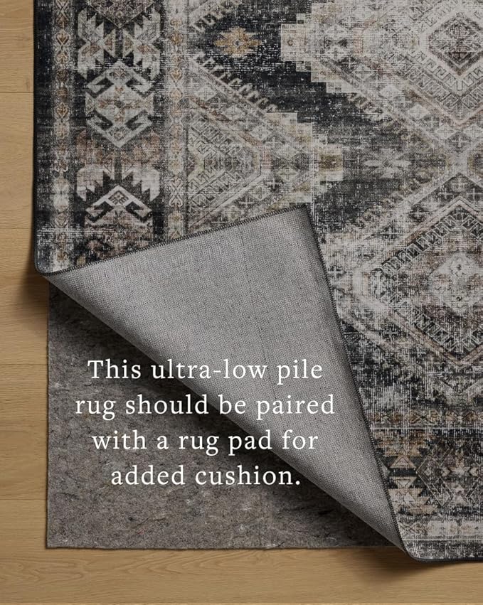 Loloi Amber Lewis Josie Collection JOS-04 Ink/Earth 7'-6" x 9'-6", .13" Pile Height, Low Profile, Machine Washable, Area Rug