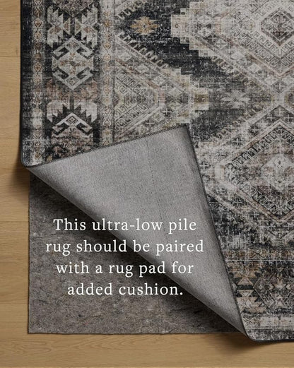 Loloi Amber Lewis Josie Collection JOS-04 Ink/Earth 3'-6" x 5'-6", .13" Pile Height, Low Profile, Machine Washable, Accent Rug