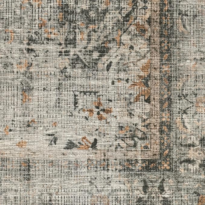 RUGGABLE Washable Vintage Area Rug – Sarrah Sage 5x7, Stain-Resistant, Non-Slip – Medium Machine Washable Rugs for Living Room, Bedroom, Hallway, Entryway & Office–with Standard Pad