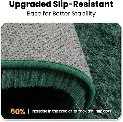 Zentavio Emerald Green Rugs for Bedroom 5x8 Dark Green Area Rugs for Living Room Fluffy Fake Grass Large Carpet for Kids Room Playroom Furry Shag Aesthetic Soft High Pile Washable Home Decor
