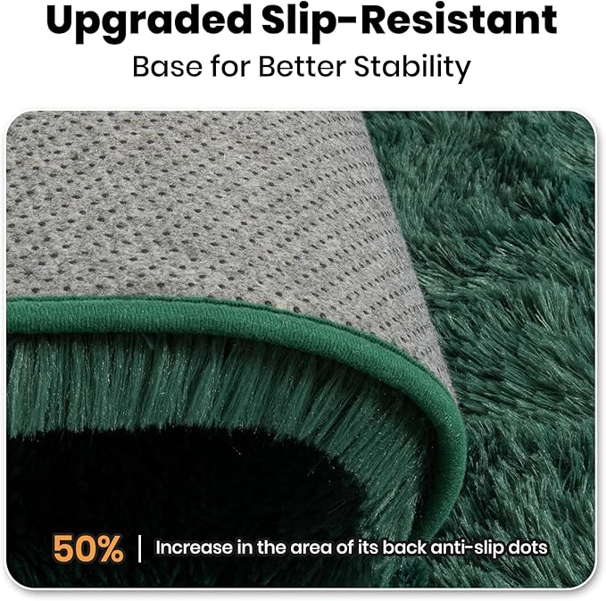 Zentavio Area Rugs for Living Room Small Carpet for Bedroom 3x5 Bedside Washable Soft Fluffy Shag Aesthetic Plush High Pile Throw Rug for Nursery Kids Room Dorm Room Green