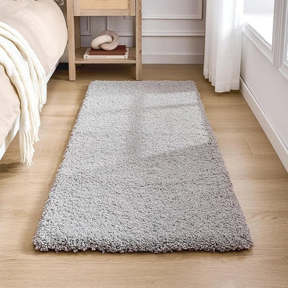 Gray Bathroom Runner Rug 24x59 Non Slip Fluffy Long Bath Mat for Bathroom Floor Washable Plush Luxury Bath Rug for Tub Absorbent Shower Sink Mat Bedside Rug