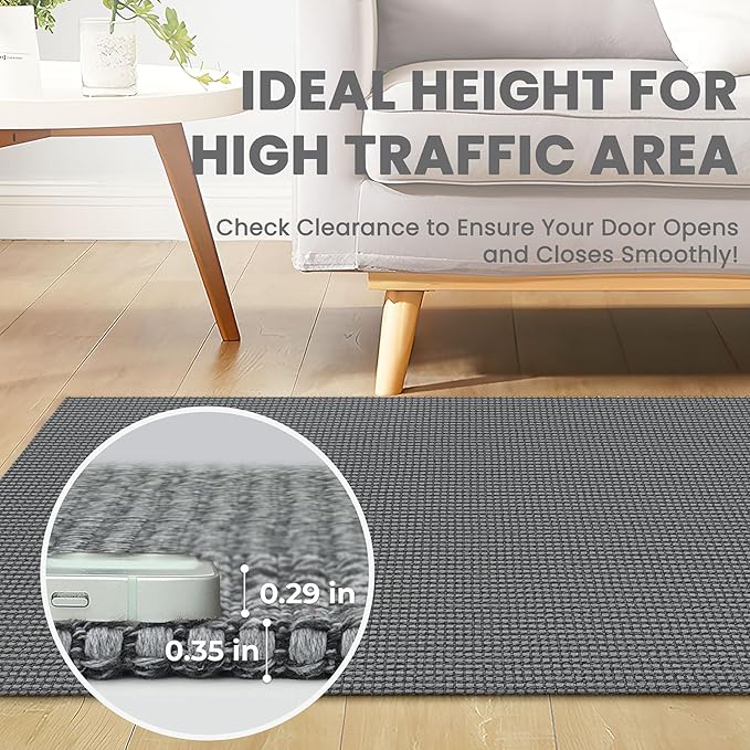 Braided Runner Rug 3x8 Ft Washable Runners for Hallways Non Slip Rubber Backed Kitchen Runners Cotton Entryway Runner Indoor, Woven Floor Carpet for Hall Kitchen Bedroom, Dark Grey/Grey