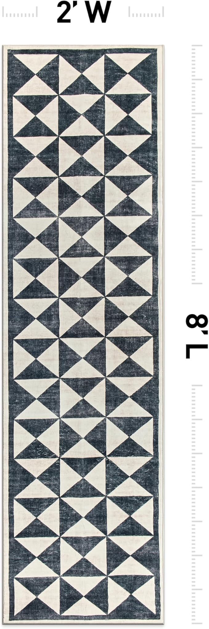 Rugshop Geometric Diamond Washable Non Slip Runner Rug 2' x 8' Cream