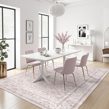 Light Pink 6x9 Rugs for Bedroom Nursery Rug Vintage Aesthetic Cute Boho Floral Washable Area Rug Indoor Carpet for Kids Room Playroom Living Room