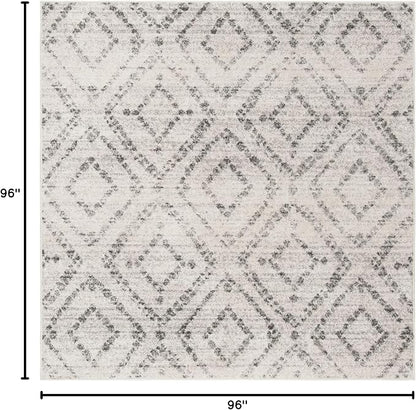 SAFAVIEH Adirondack Collection Area Rug - 8' Square, Light Grey & Grey, Modern Diamond Distressed Design, Non-Shedding & Easy Care, Ideal for High Traffic Areas in Living Room, Bedroom (ADR131C)