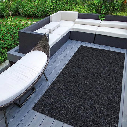 Ottomanson 3'11" x 33' Hallway Runner with Scraper Pile - Extra Durable Non-Slip Rug Mat for Indoor & Outdoor Use - Ideal for Kitchen, Entryway & Garage - High-Traffic Carpet, Black