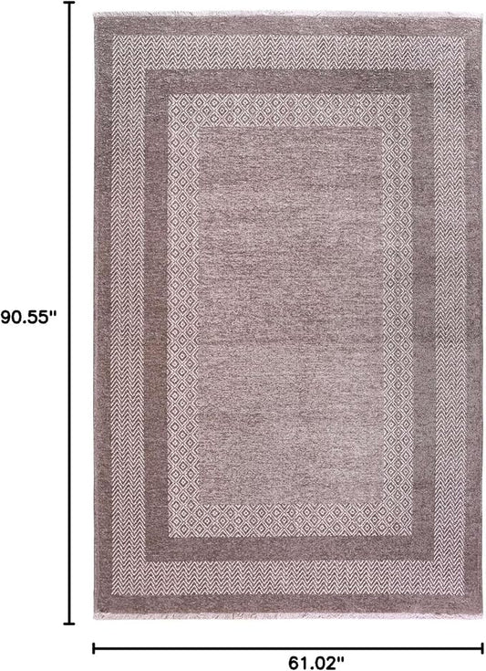 Alfa Rich 5x8 Light Gray Washable Area Rugs for Living Room Bedroom Kitchen Dining Cotton Decor Rug