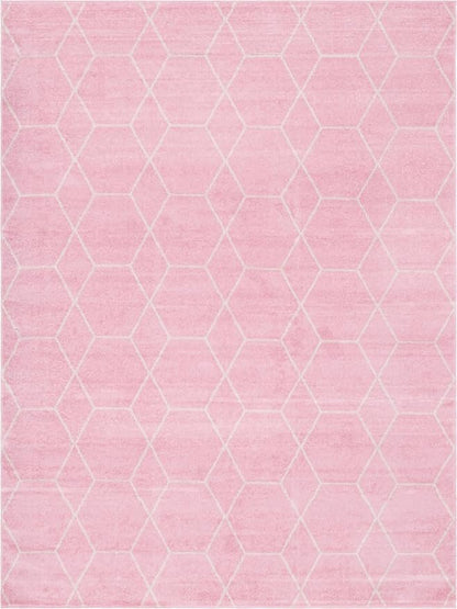 Unique Loom Trellis Frieze Collection Area Rug - Geometric (10' x 13', Light Pink/ Ivory)