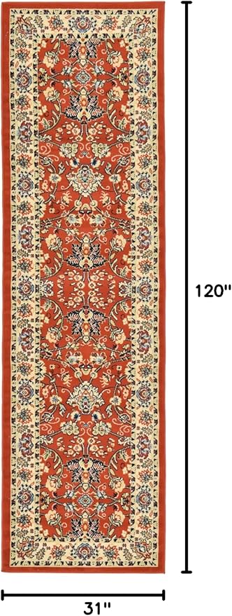 Unique Loom Sialk Hill Collection Area Rug - Washington (2' 7" x 10' Runner Terracotta/Cream)