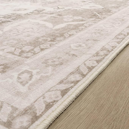 Paco Home Vintage Area Rug with Faded Oriental Pattern in Beige, Size: 4' x 5'3"