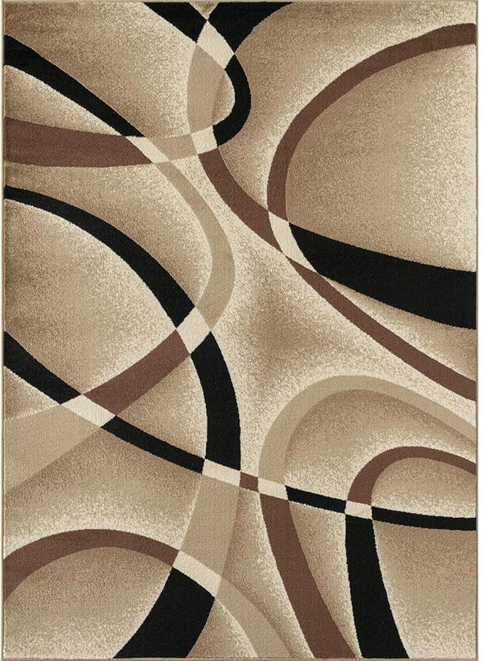 2305 Geometric Abstract Beige 5x7 Area Rugs for Living Room