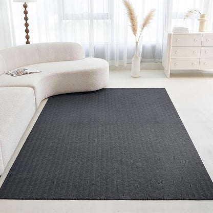 Faux Cashmere Area Rug - 5x7 Modern Low Pile Non-Slip Carpet for Living Room Bedroom, Dark Gray
