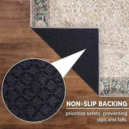 Keen Home Design 2x10 Rug - Machine Washable Runner Rug with Non-Slip Backing, Ideal for Hallway, Entryway, Kitchen, Laundry Room - Vintage, Easy Clean, Durable, Low Pile - (2'6" x 10')