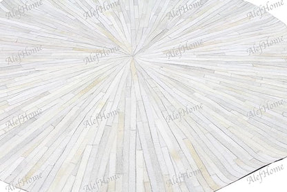 Faux Cowhide Round Area Rug | Non-Slip Leather Floor Carpet for Living Room, Bedroom, and Home Décor | Modern Stylish Accent Rug(White_3x3)