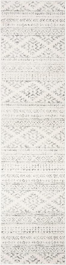 SAFAVIEH Tulum Collection Runner Rug - 2' x 7', Ivory & Grey, Moroccan Boho Tribal Design, Non-Shedding & Easy to Clean, Ideal for Living Room, Hallway, Foyer, Entryway, Bedroom (TUL272A)