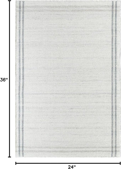 Mark&Day Wool Rugs, 2x3 Janmichael Solid and Border Gray/Ivory Area Rug, Grey Ivory Black Carpet for Living Room, Bedroom or Kitchen (2' x 3')