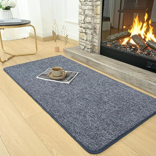 AROGAN Small Washable Area Rugs for Bedroom, 2×4 Runner Rug with Memory Foam for Hallway, Non Slip Fluffy Carpet Indoor Rug Runner for Kitchen, Bedside, Entryway Bathroom Home Decor, Navy Blue