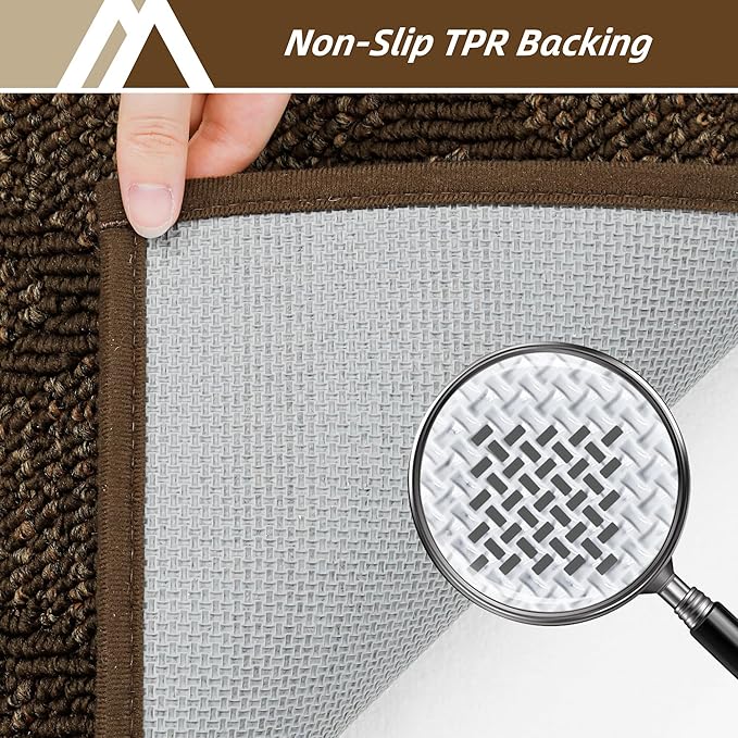 COSY HOMEER Non-Slip Door Mat 36"x60", Entryway Rugs Low Profile Absorbent Dirt Trapper Doormat for Front Entrance, Washable Polypropylene Entry Mat (Dark Brown)
